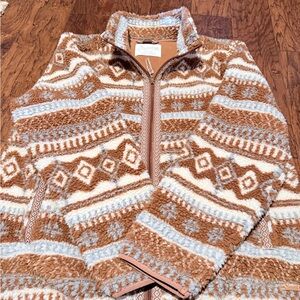 Natural Reflections Brown and Cream Patterned Zip Up Jacket